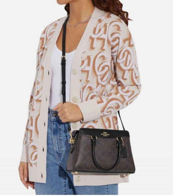 Coaach mini carryall in signature chambray bag with box