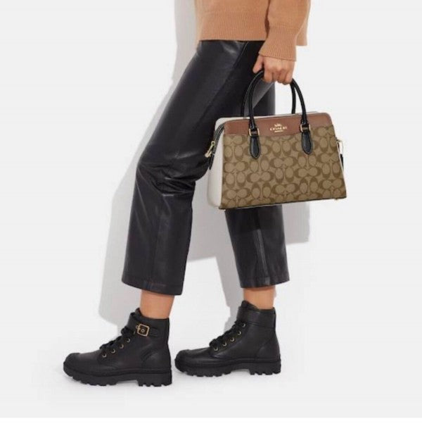Coaach mini carryall in signature chambray bag with box