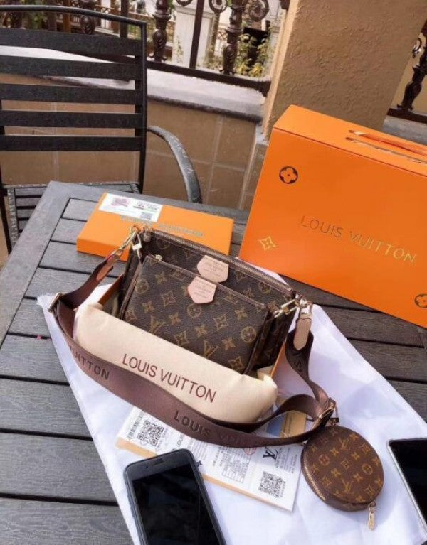 LOUIS VUITTON BROWN POCHETTE WITH OG BOX DUST BAG