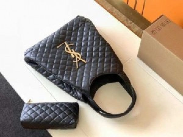 YSL SAINT LAURENT Black Maxi Quilted Large Leather Shoulder Bag