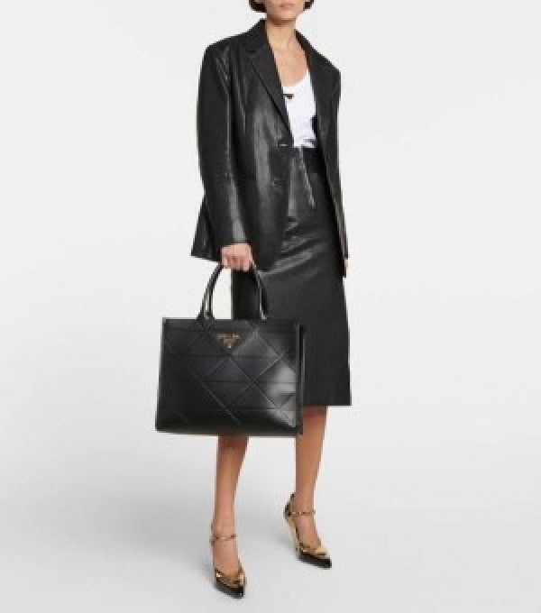 Praada leather symbole tote bag with dust cover & dust bag