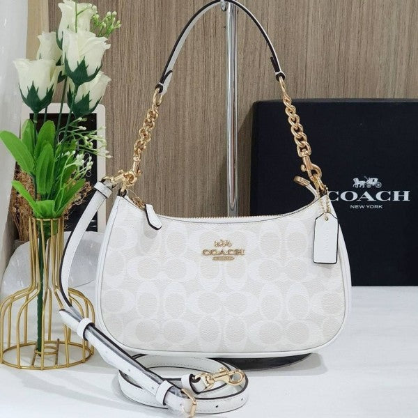 Coach teri shoulder bag in signature canvas bag with box