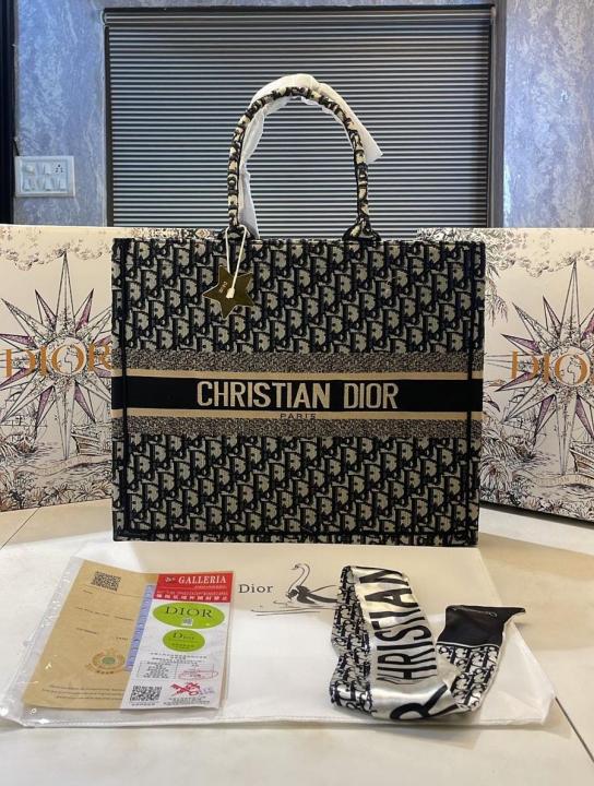 Christian Dior book tote bag premium quality with scarf&og box