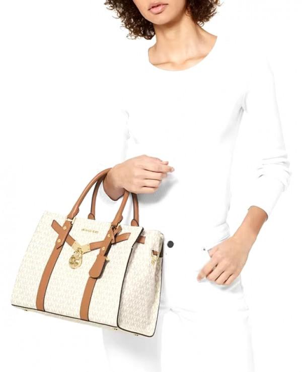 Michael Kors MK Nouveau Hamilton Large Satchel Bag With Dust Bag Coffee Brown