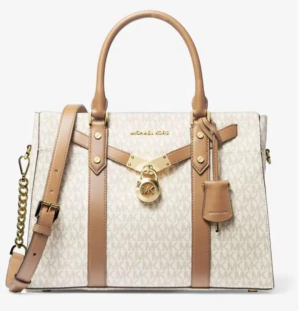 Michael Kors MK Nouveau Hamilton Large Satchel Bag With Dust Bag Coffee Brown