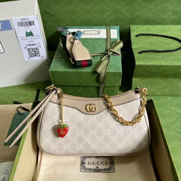 Guccii ophidia shoulder bag with cherry zip double box red box packing