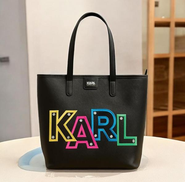 KARL LAGERFELD LEATHER STRUCTURED HANDHELD BAG