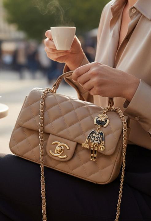 Chanel quilted cc crush mini flap black purse with Folding box