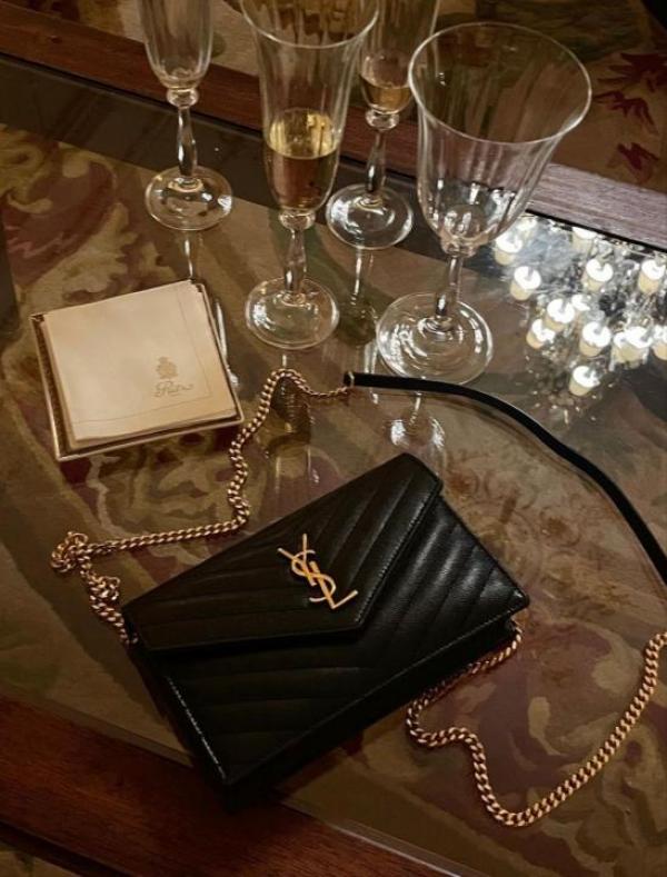 Ysl Envelope Bag White Gold With Original Box & Dust Cover