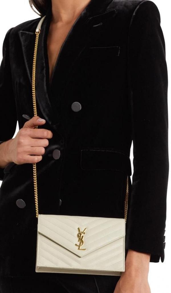 Ysl Envelope Bag White Gold With Original Box & Dust Cover