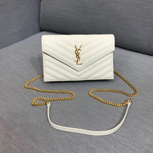 Ysl Envelope Bag White Gold With Original Box & Dust Cover