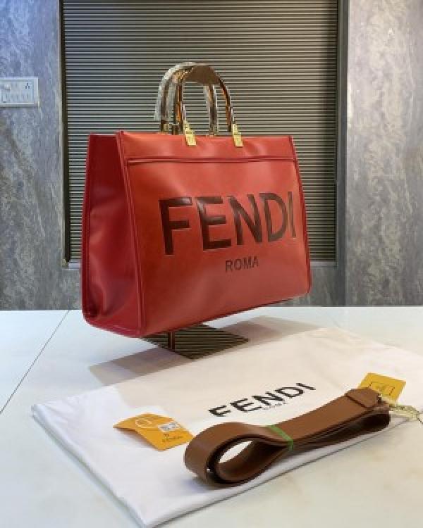 fendi roma plain ladies trendy leather handbag big size