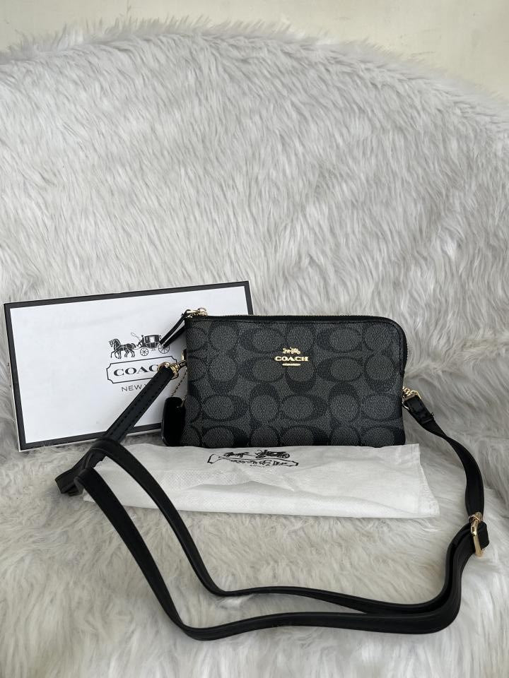 Coacch Dual Zip Wristlet Sling Bag With Original Box & Dustcover Packingh