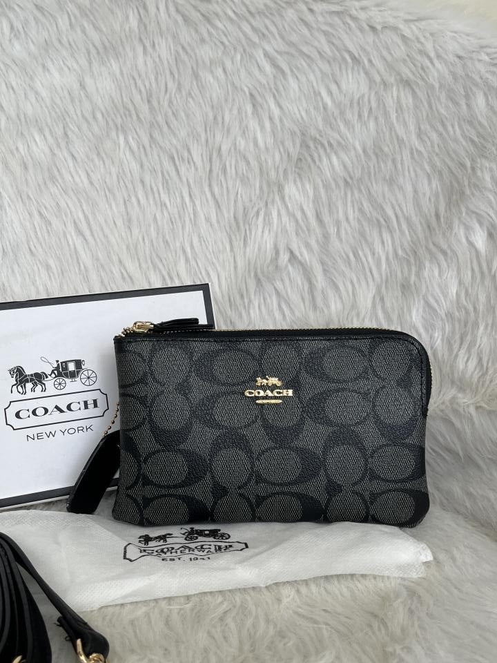 Coacch Dual Zip Wristlet Sling Bag With Original Box & Dustcover Packingh