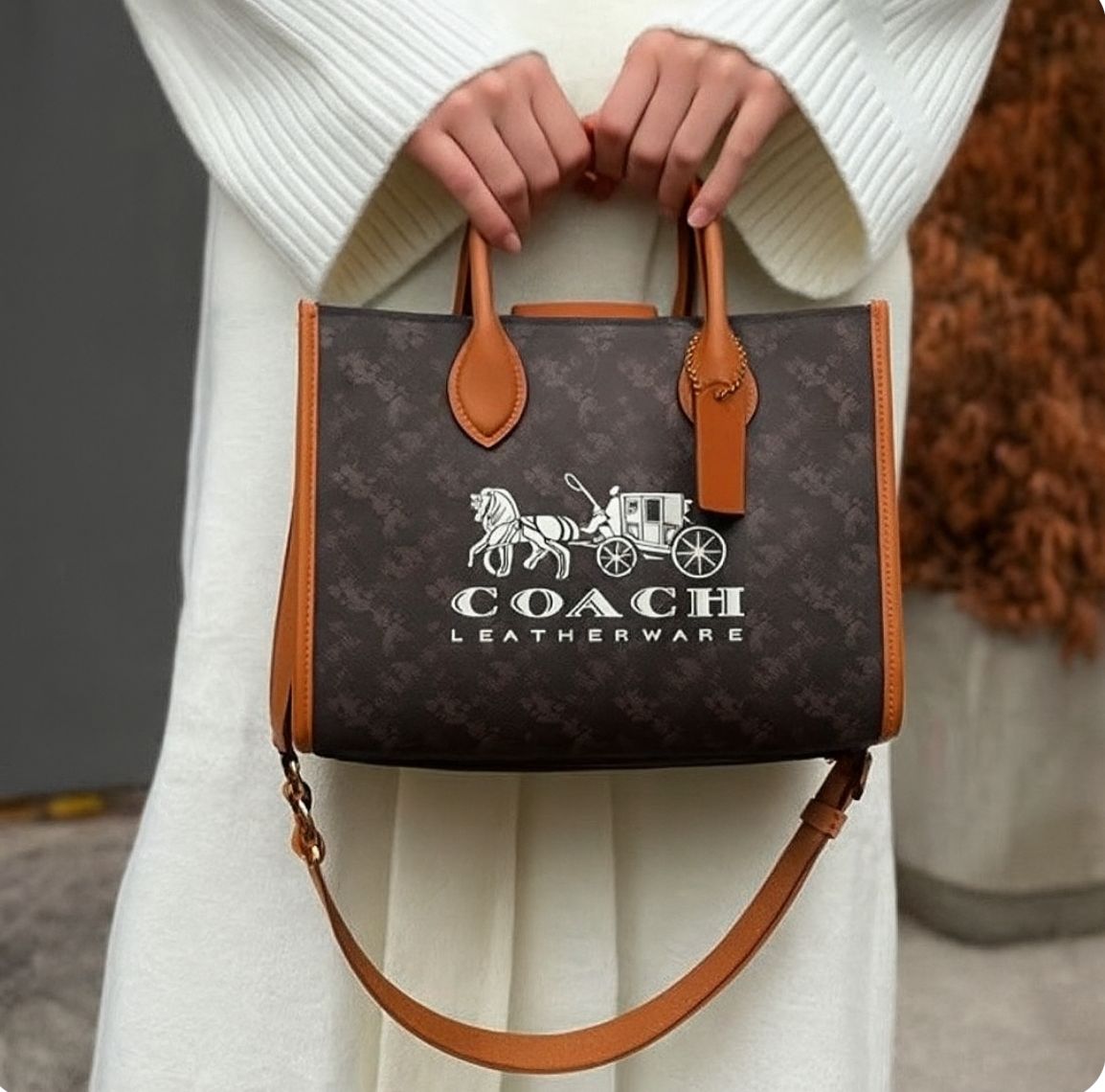 Coach field tote 22 bag with og folding box