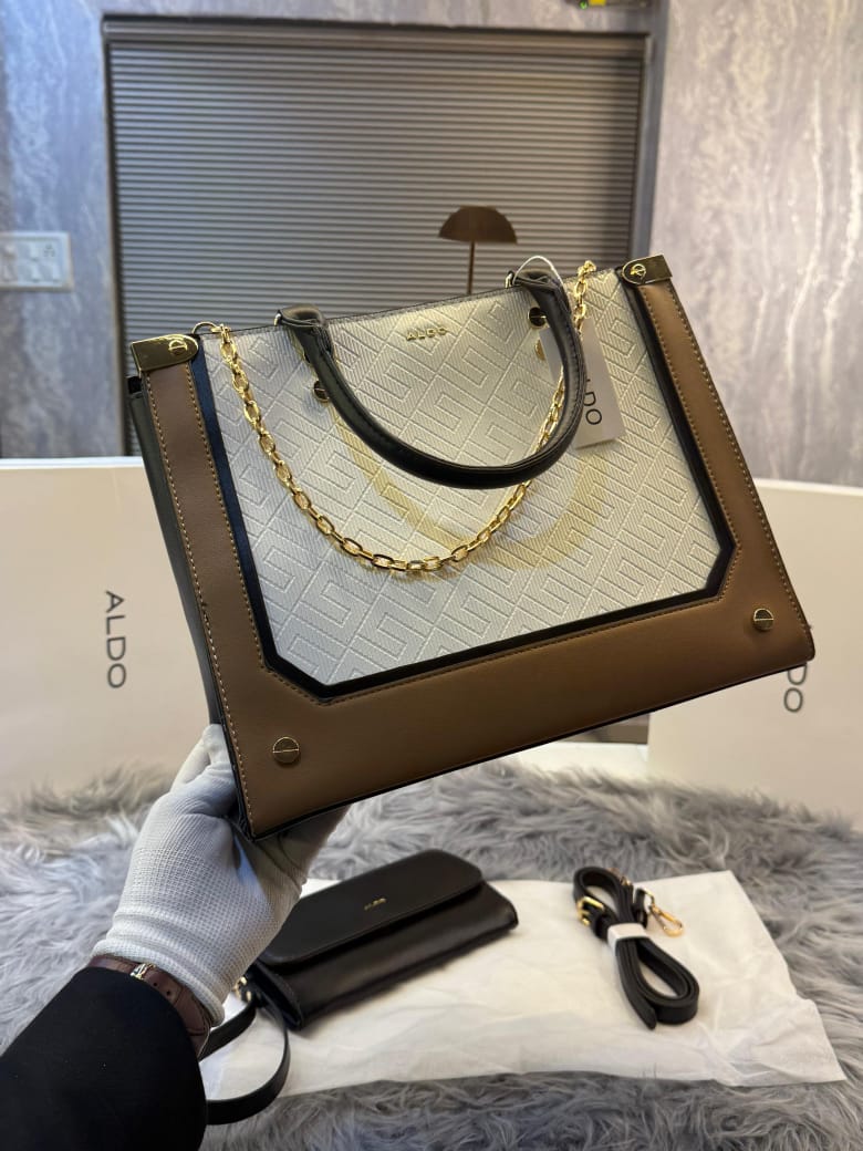 Aldo Bone CATYLA Color Block Medium Tote with box