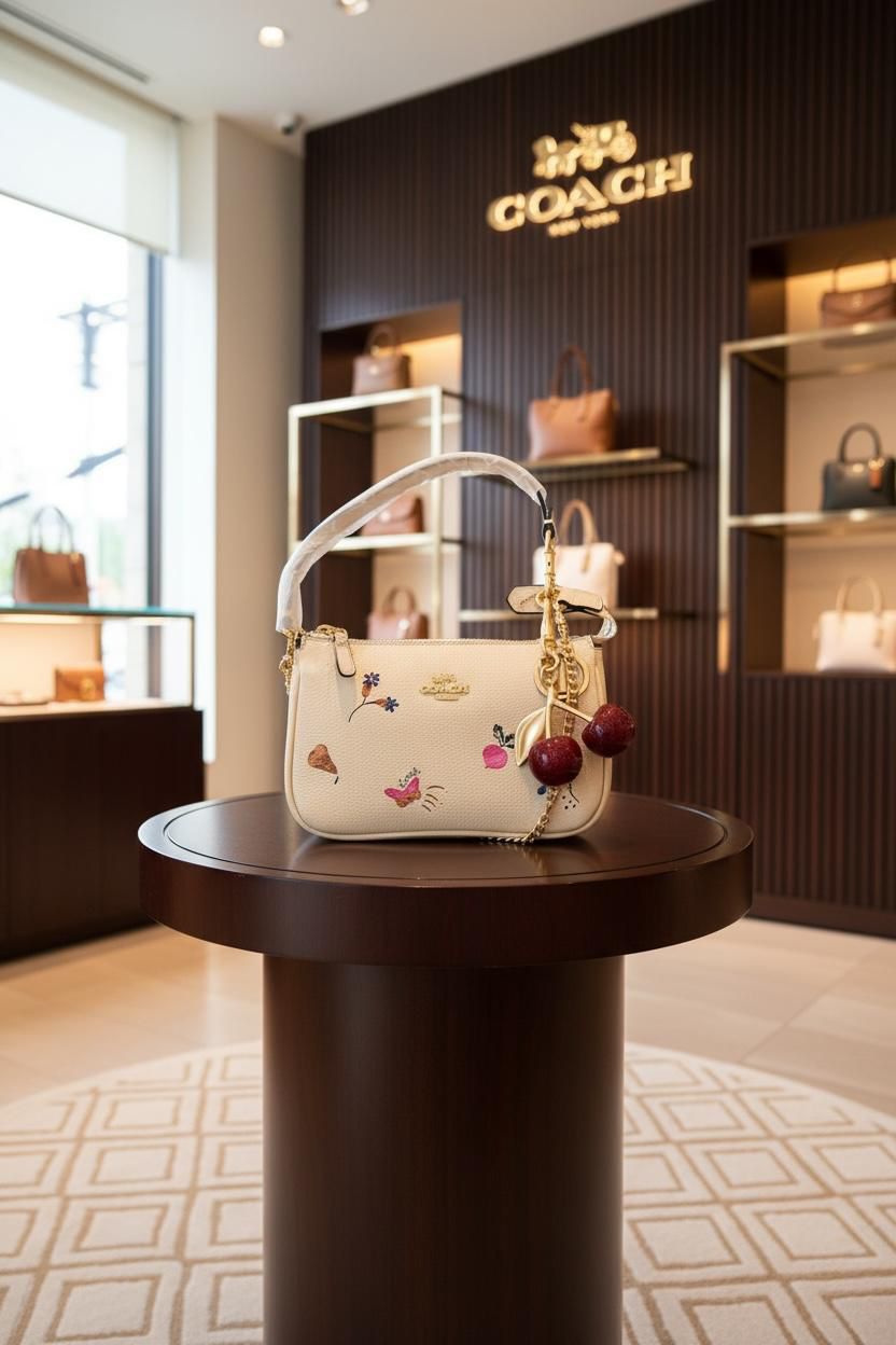 Coach Nolita Classy Flower Patch Sling Bag With cherry charm double box