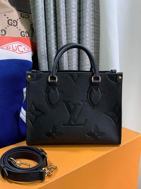 Louis Vuitton onthego tote in Louisvuitton monogram empreinte leather bag with double box(coin pouch)