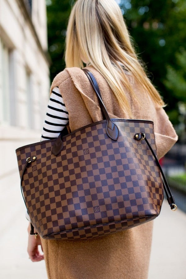 LOUIIS VUTTION NEVERFULL chex PATTERN PREMIUM QUALITY WITH OG BOX