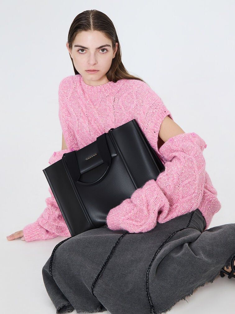 Charles keith mini shalia tote bag black