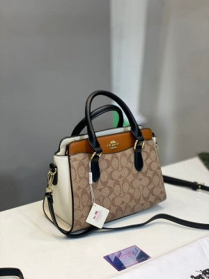 Coaach mini carryall in signature chambray bag with box