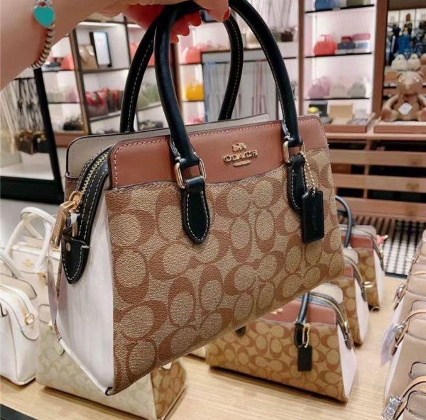 Coach mini darcie carryall in signature chambray bag with box