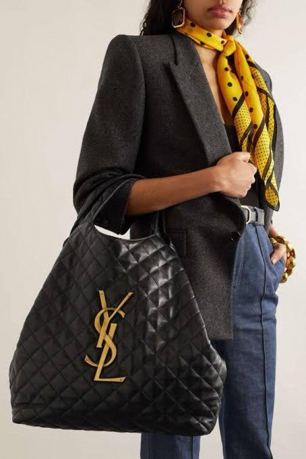 YSL SAINT LAURENT Black Maxi Quilted Large Leather Shoulder Bag