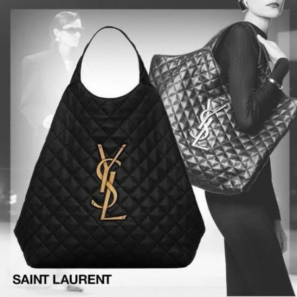 YSL SAINT LAURENT Black Maxi Quilted Large Leather Shoulder Bag
