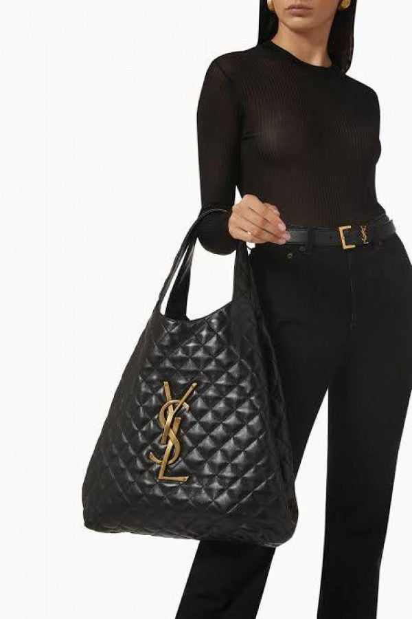 YSL SAINT LAURENT Black Maxi Quilted Large Leather Shoulder Bag