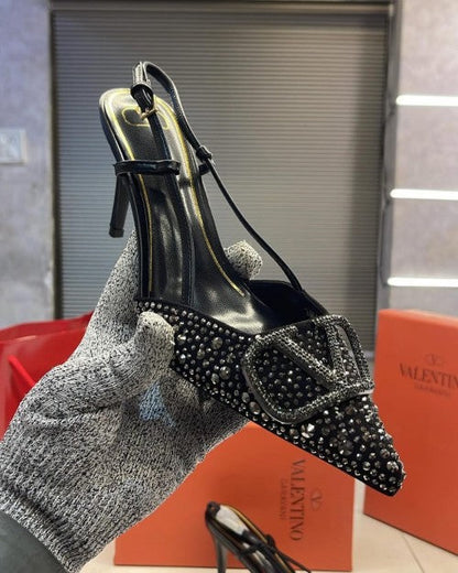 VALANTINO VLOGI SIGNATURE PUMPS LEATHER SANDALS WITH BRAND BOX