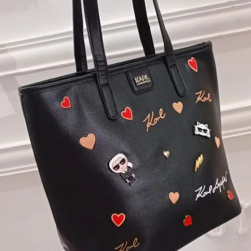 Karll Lagerfeld Embossed Logo Tote Para Mujer Original With Dust Bag