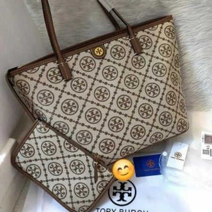 Tory Burch T Monogram Tote With &amp; Dust Bag &amp; Extra
