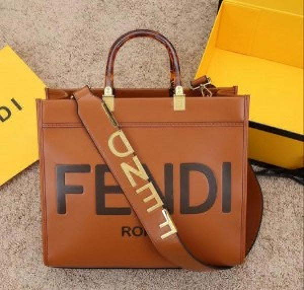 Fendi roma plain ladies trendy leather handbag with dust cover premium quality
