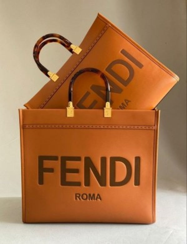 Fendi roma plain ladies trendy leather handbag with dust cover premium quality