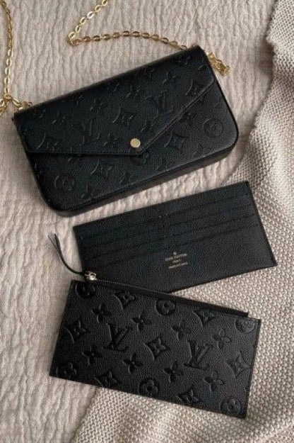 Louiis Vuiitton Pochette Felicie Monogram Empreinte Leather Purse Handbags Bag