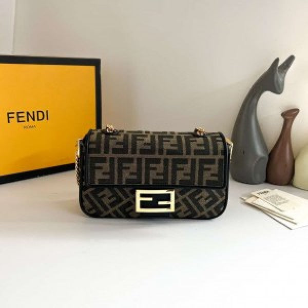 Fendii Baguette Jacquard fabric Bag Brown With box