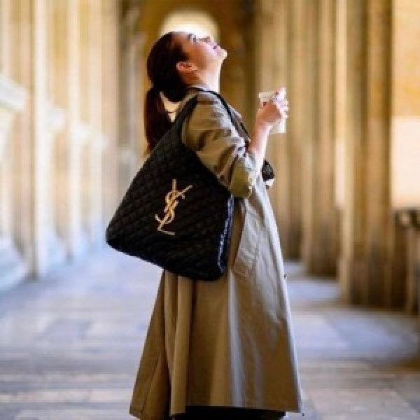 YSL SAINT LAURENT Black Maxi Quilted Large Leather Shoulder Bag