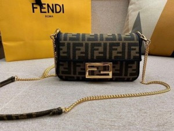 Fendii Baguette Jacquard fabric Bag Brown With box
