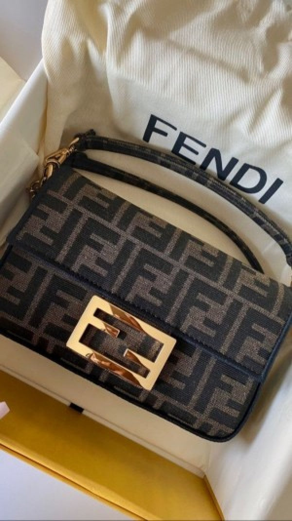 Fendii Baguette Jacquard fabric Bag Brown With box