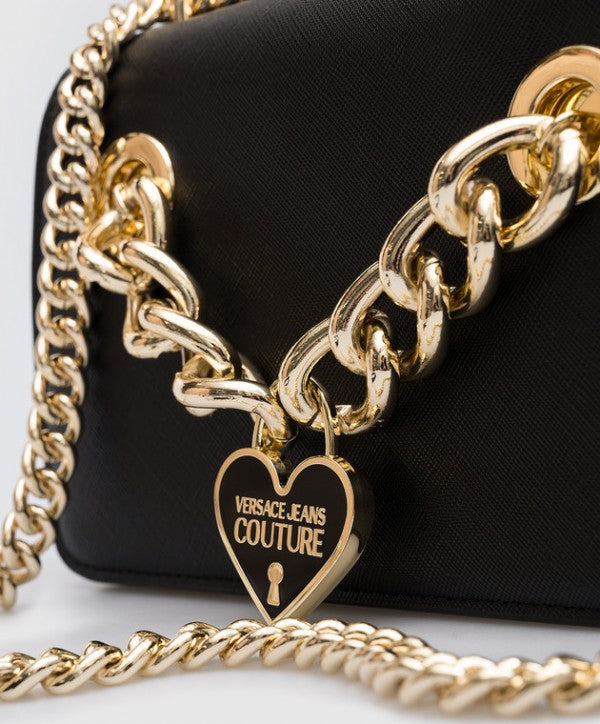 VERSACE JEANS COUTURE Deluxe Chain Black Messenger Bag with box