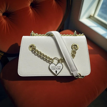 VERSACE JEANS COUTURE Deluxe Chain Black Messenger Bag with box