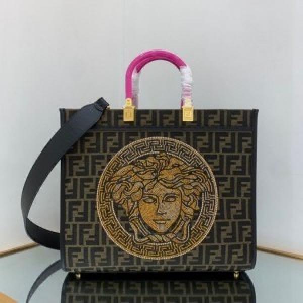 Fendii Versace Premium Studded Logo Tote Bag with dust cover