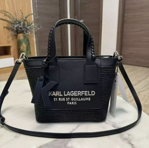 KARL LAGERFELD LEATHER STRUCTURED HANDHELD BAG
