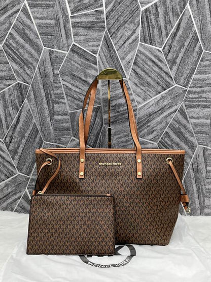 Michaell Korrs Jet Set Brown Travel Tote With Wallet