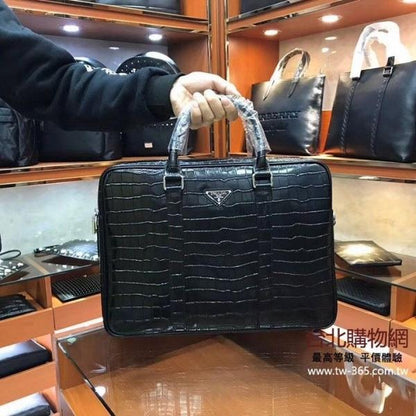 Prada Black Leather Laptop bag premium quality with Dust cover