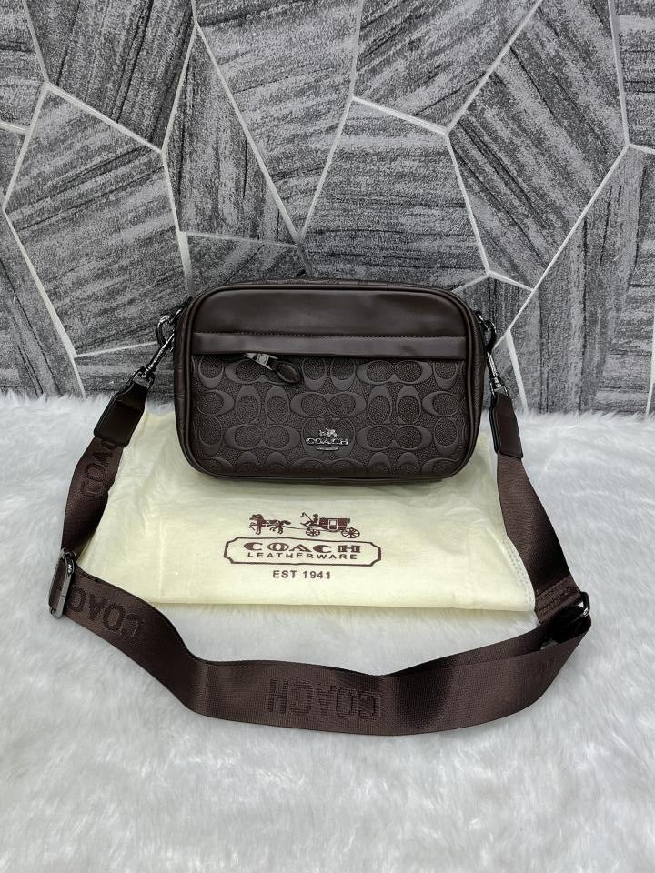 Coachh Emboss Leather Unisex Crossbody Bag
