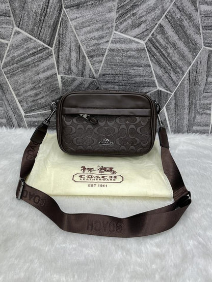 Coachh Emboss Leather Unisex Crossbody Bag