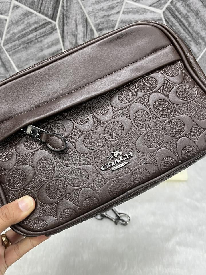 Coachh Emboss Leather Unisex Crossbody Bag