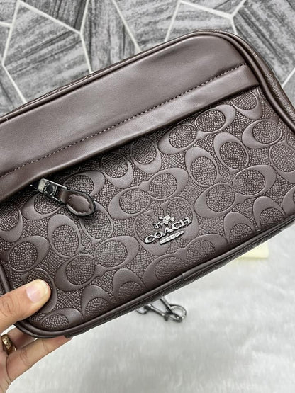 Coachh Emboss Leather Unisex Crossbody Bag