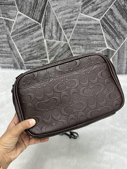 Coachh Emboss Leather Unisex Crossbody Bag